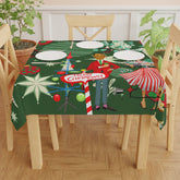 Mid Century Modern Christmas Tablecloth, Kitschy 50&