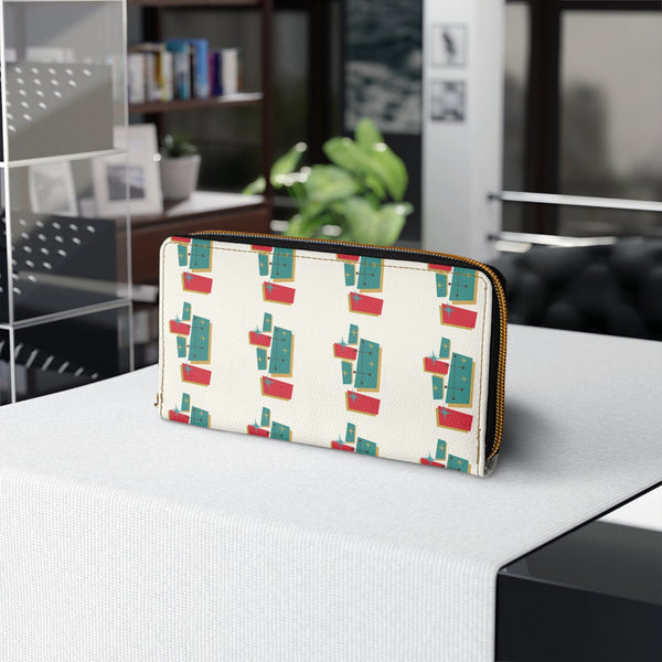 Mid Century Modern Style, Geometric Groovy Mod Zipper Wallet