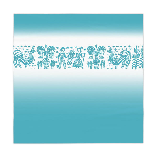 Pyrex Butterprint, Aqua, White, 50s Kitschy Mod Tablecloth