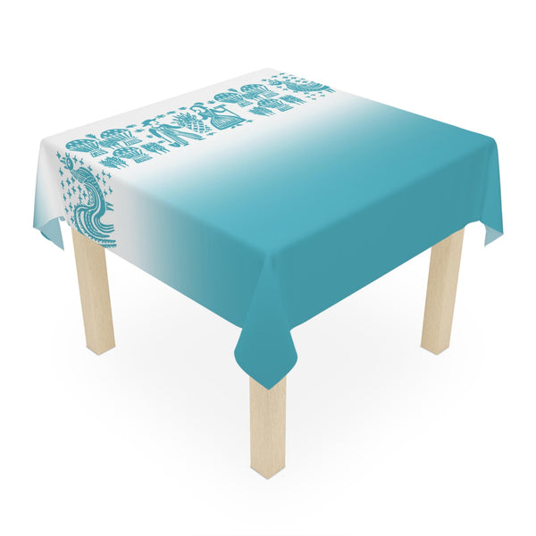 Pyrex Butterprint, Aqua, White, 50s Kitschy Mod Tablecloth