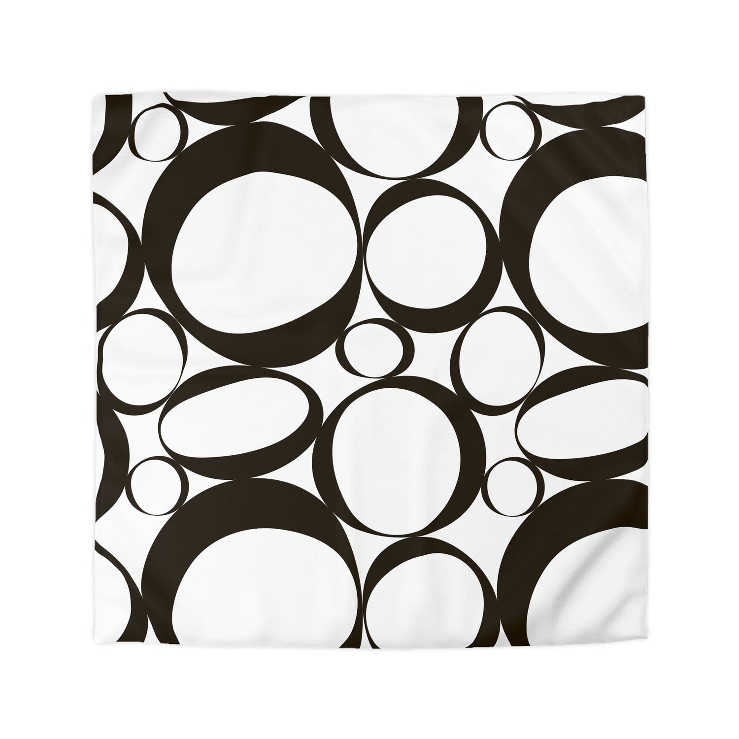 Retro Circles Black, White Mid Mod Contemporary Queen Microfiber Duvet Cover