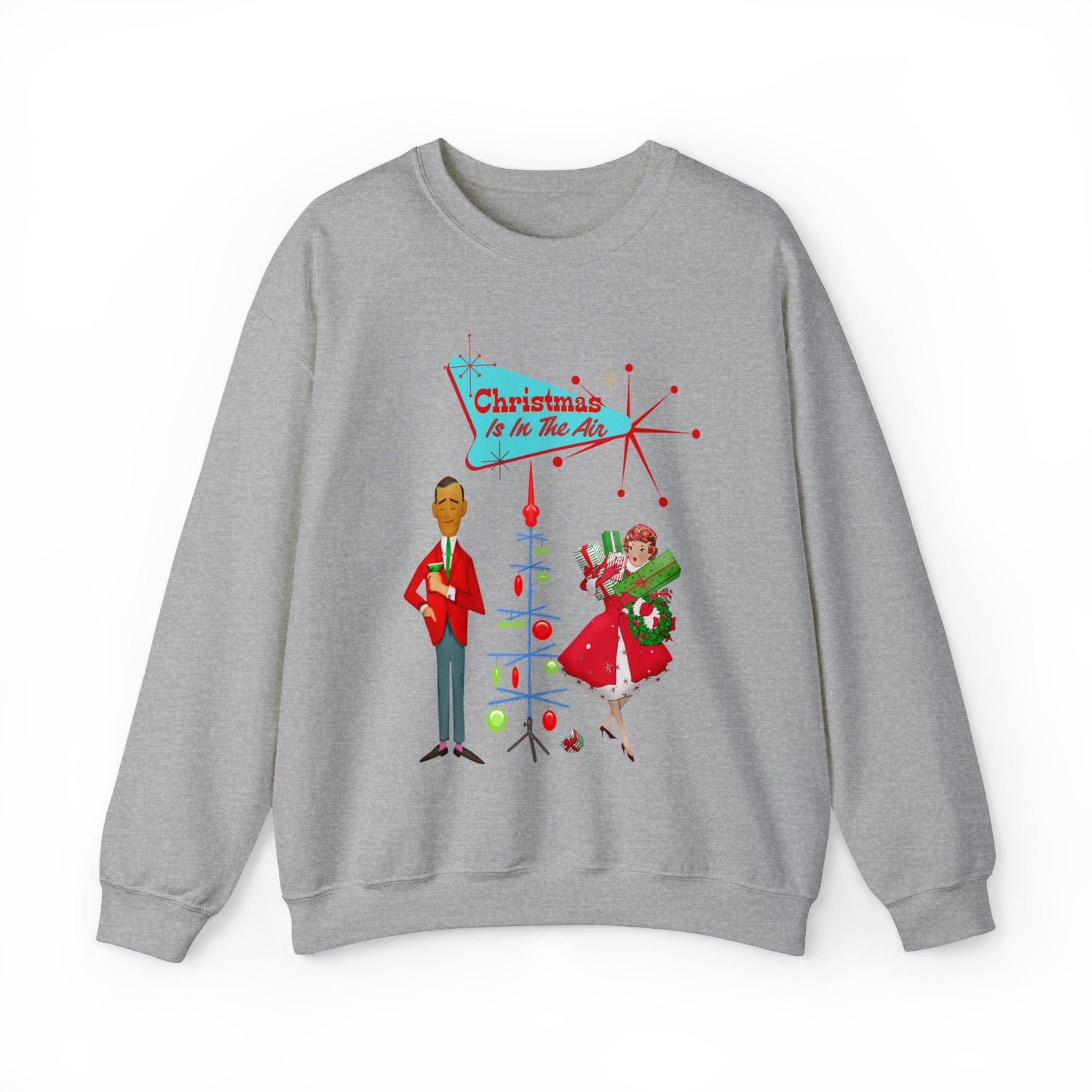 Retro Holiday, Christmas Party, Mid Century Mod, Kitschy Christmas Unisex Heavy Blend™ Crewneck Sweatshirt Sweatshirt