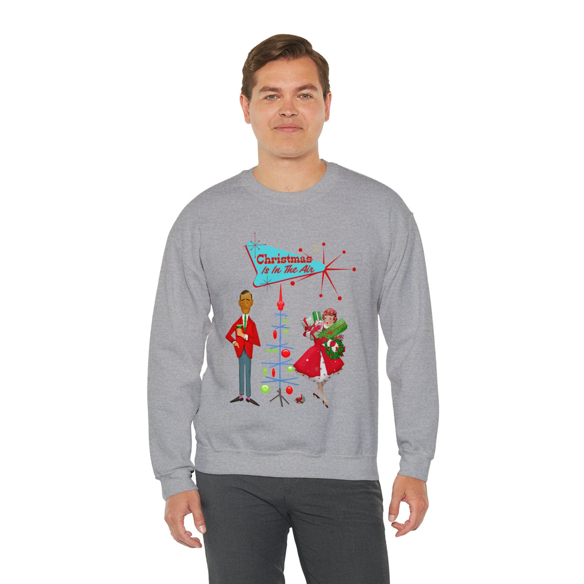 Retro Holiday, Christmas Party, Mid Century Mod, Kitschy Christmas Unisex Heavy Blend™ Crewneck Sweatshirt Sweatshirt