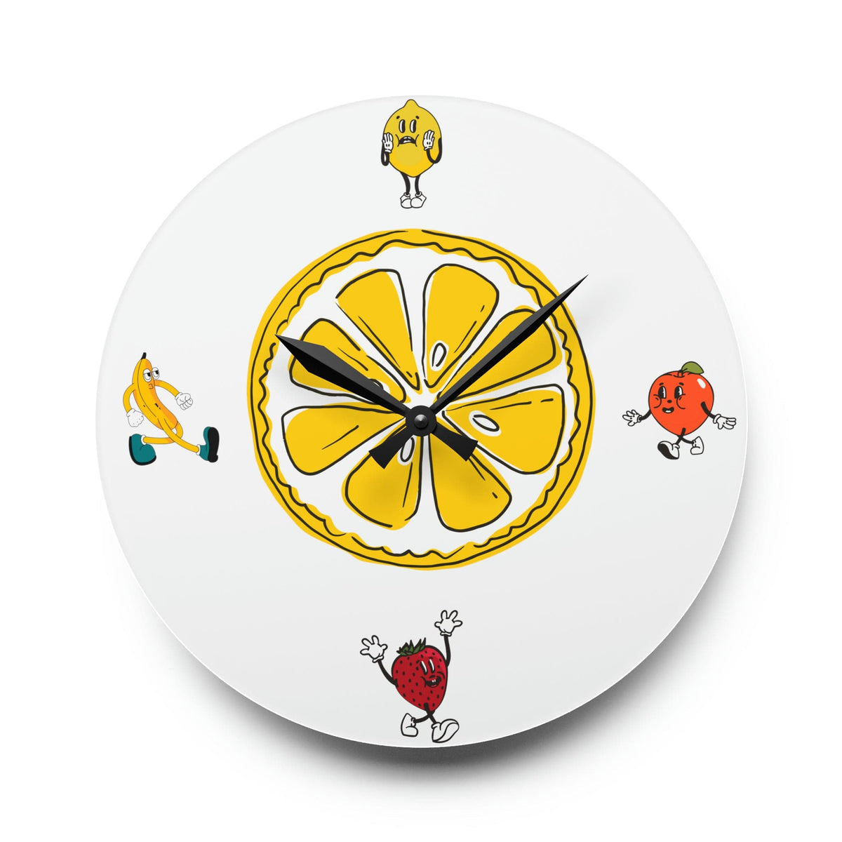Retro Kitschy Fruit, Cute Mod Kitchen Acrylic Wall Clock Home Decor
