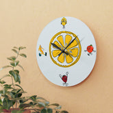 Retro Kitschy Fruit, Cute Mod Kitchen Acrylic Wall Clock Home Decor Mid Century Modern Gal