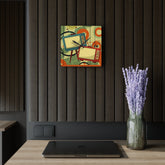 Retro Mid Century Modern Geometric Art,  Retro TV, Orange, Green Cool Acrylic Wall Clock Home Decor
