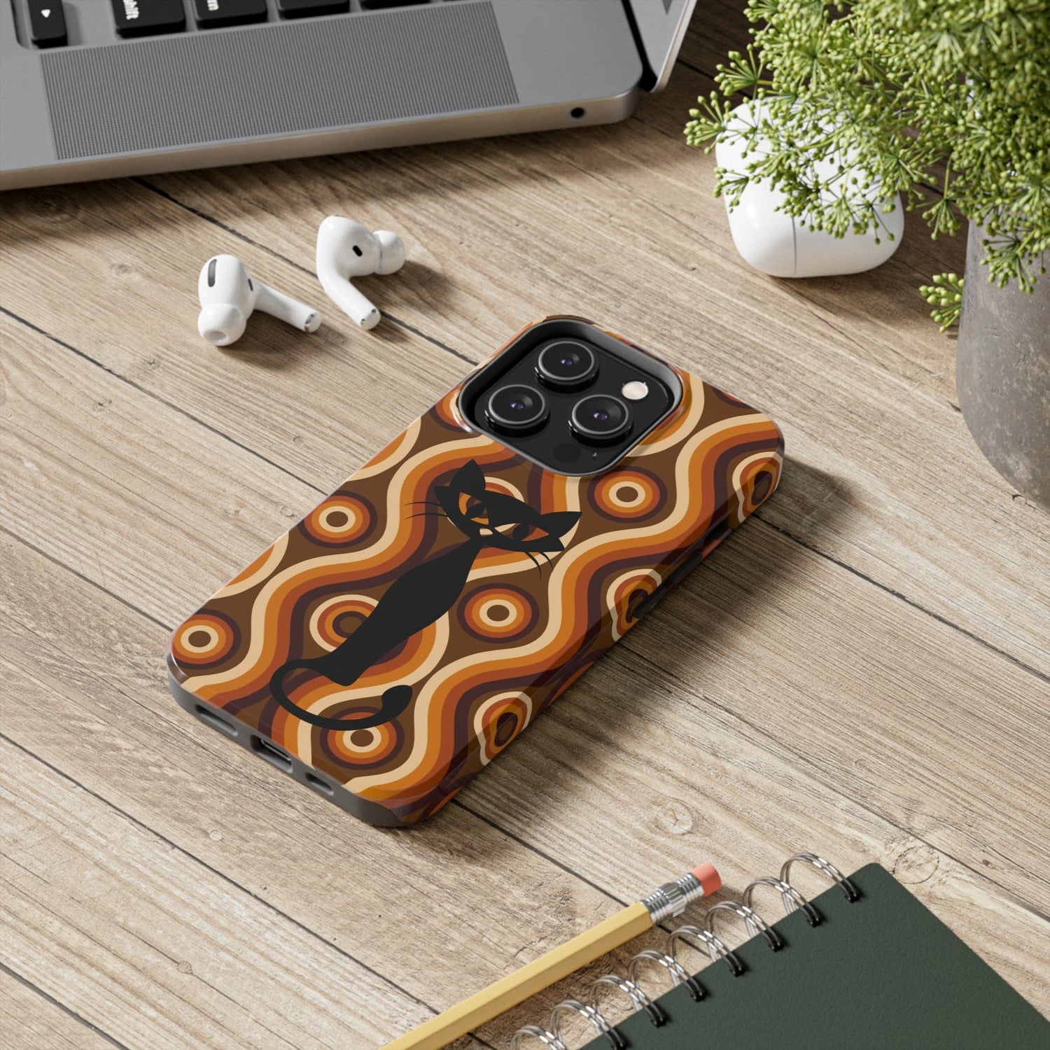 Retro Phone Case, Groovy Brown, Atomic Kitsch Cat Tough Smart Phone Cases Retro Phone Case, Groovy Brown, Atomic Kitsch Cat Tough Smart Phone Cases