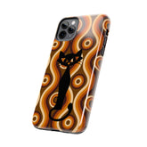 Retro Phone Case, Groovy Brown, Atomic Kitch Cat Tough Smart Phone Cases Phone Case Mid Century Modern Gal