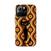 Retro Phone Case, Groovy Brown, Atomic Kitch Cat Tough Smart Phone Cases Phone Case Mid Century Modern Gal