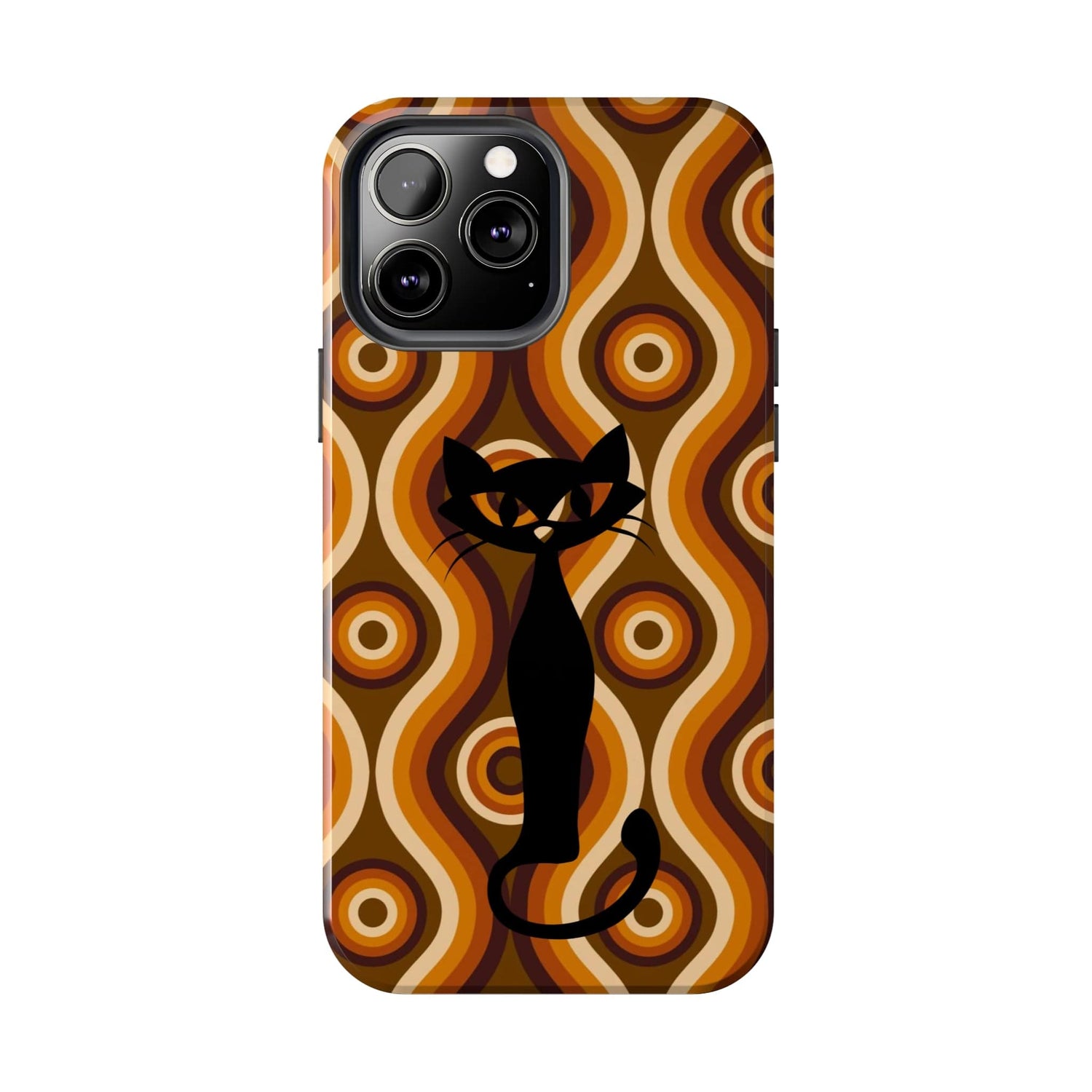 Retro Phone Case, Groovy Brown, Atomic Kitch Cat Tough Smart Phone Cases Phone Case