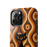 Retro Phone Case, Groovy Brown, Atomic Kitch Cat Tough Smart Phone Cases Phone Case Mid Century Modern Gal