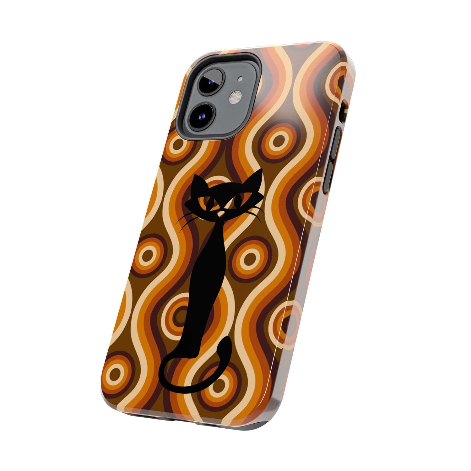 Retro Phone Case, Groovy Brown, Atomic Kitch Cat Tough Smart Phone Cases Phone Case