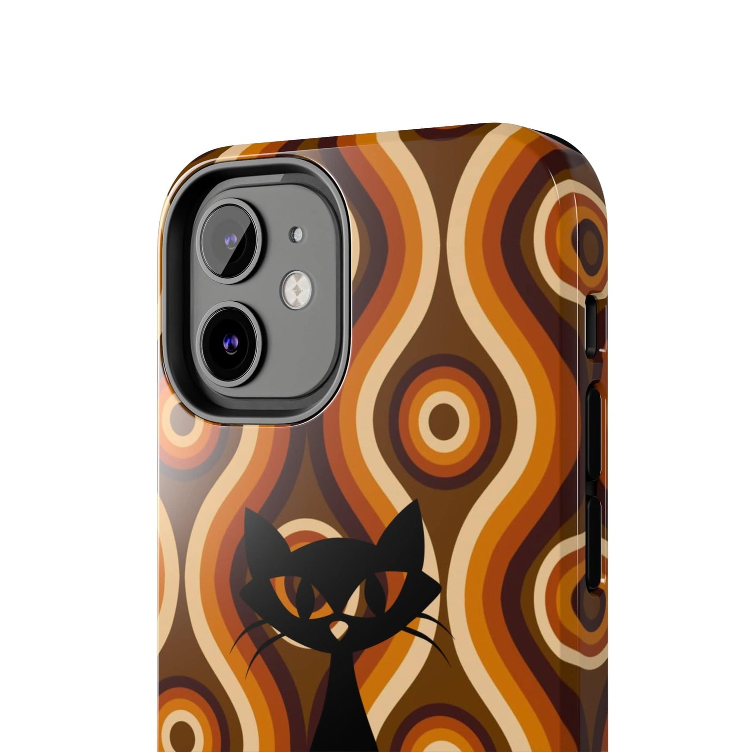 Retro Phone Case, Groovy Brown, Atomic Kitch Cat Tough Smart Phone Cases Phone Case