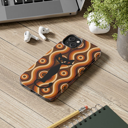 Retro Phone Case, Groovy Brown, Atomic Kitsch Cat Tough Smart Phone Cases Phone Case