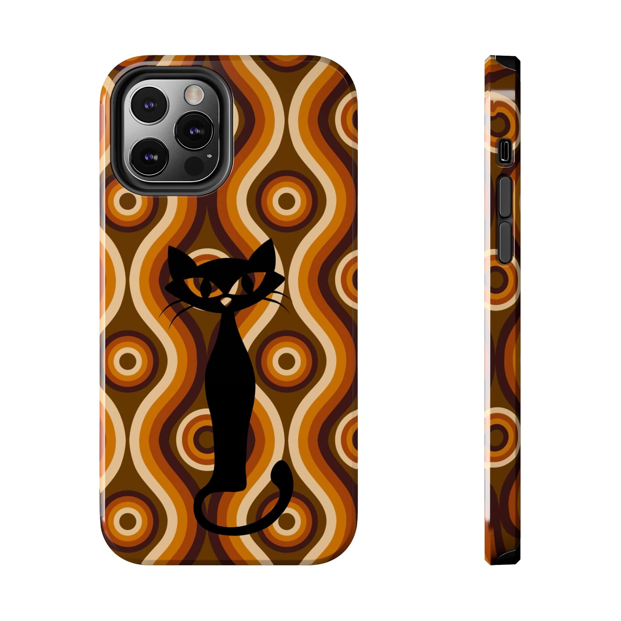 Retro Phone Case, Groovy Brown, Atomic Kitsch Cat Tough Smart Phone Cases Phone Case