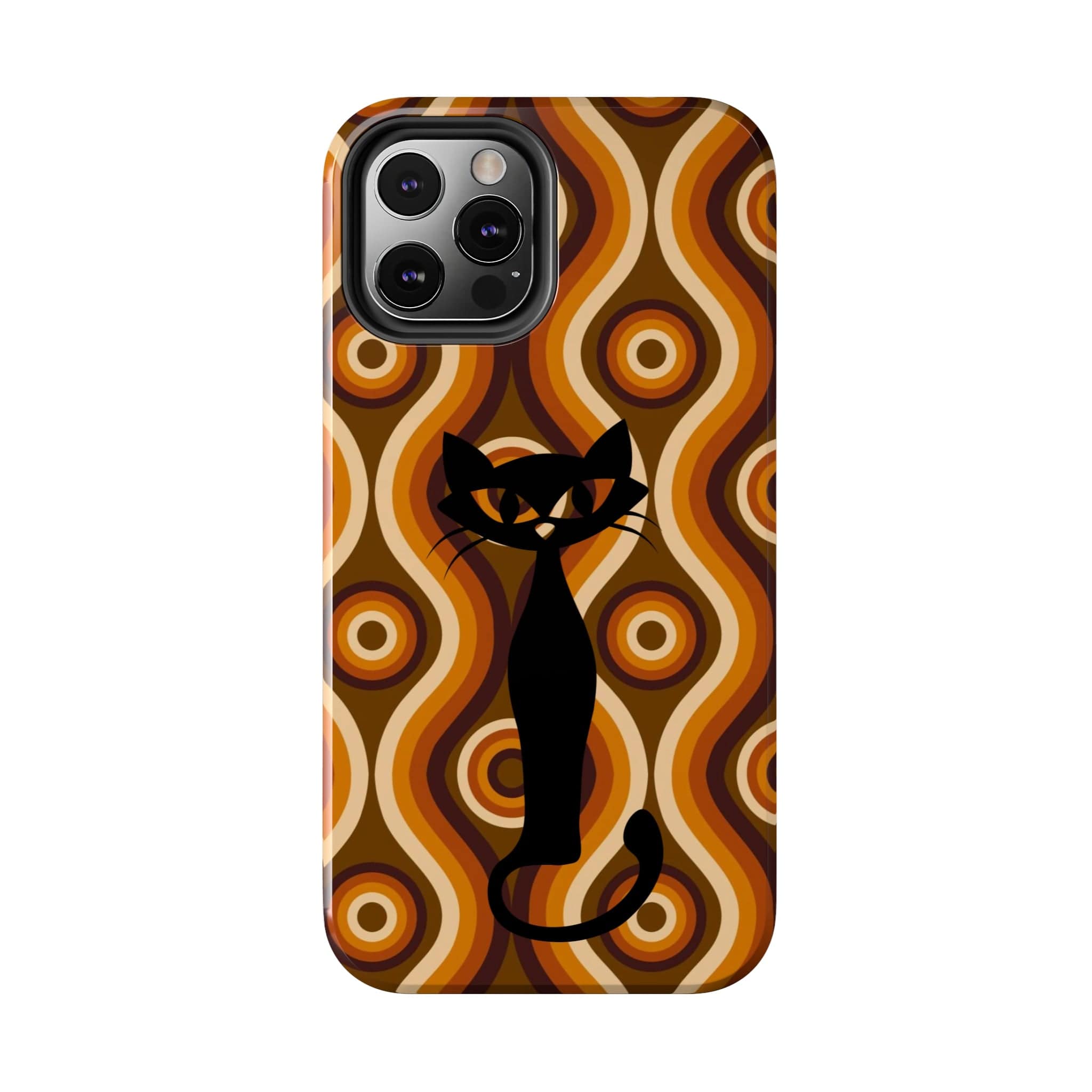 Retro Phone Case, Groovy Brown, Atomic Kitsch Cat Tough Smart Phone Cases Phone Case