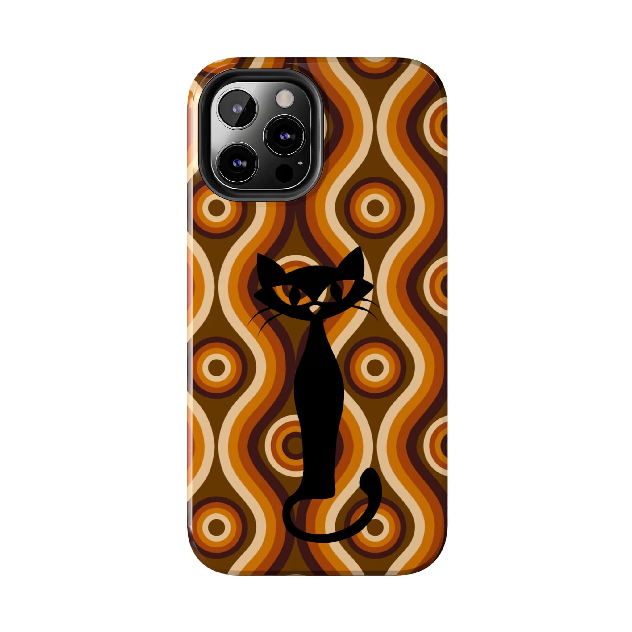 Retro Phone Case, Groovy Brown, Atomic Kitsch Cat Tough Smart Phone Cases Phone Case