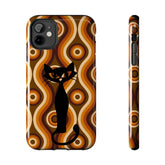 Retro Phone Case, Groovy Brown, Atomic Kitsch Cat Tough Smart Phone Cases Phone Case