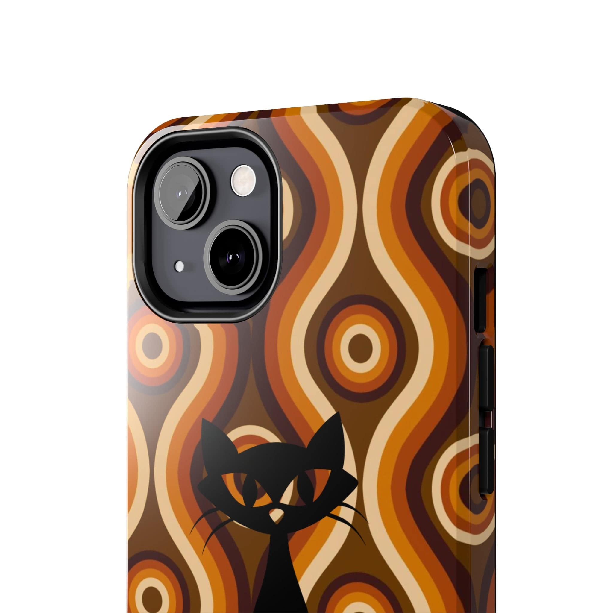 Retro Phone Case, Groovy Brown, Atomic Kitsch Cat Tough Smart Phone Cases Phone Case