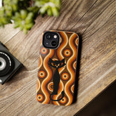 Retro Phone Case, Groovy Brown, Atomic Kitsch Cat Tough Smart Phone Cases Phone Case Mid Century Modern Gal