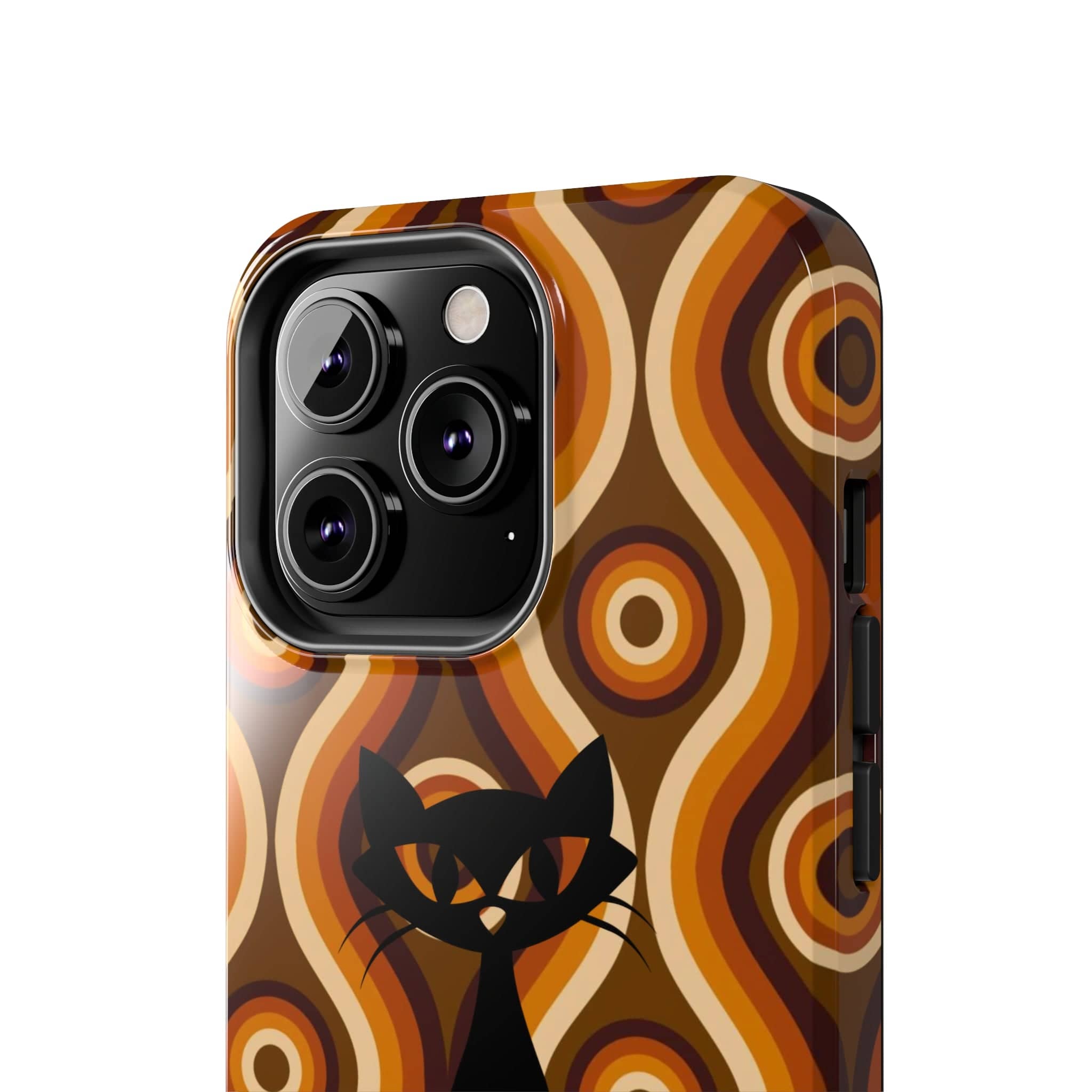 Retro Phone Case, Groovy Brown, Atomic Kitsch Cat Tough Smart Phone Cases Phone Case