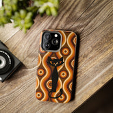 Retro Phone Case, Groovy Brown, Atomic Kitsch Cat Tough Smart Phone Cases Phone Case Mid Century Modern Gal