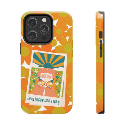 Retro Phone Case, Orange Flower Power, Polariod Picture, Mod Smart Phone Tough Phone Cases Phone Case