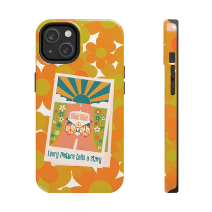 Retro Phone Case, Orange Flower Power, Polariod Picture, Mod Smart Phone Tough Phone Cases Phone Case