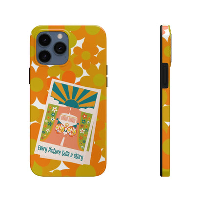 Retro Phone Case, Orange Flower Power, Polariod Picture, Mod Smart Phone Tough Phone Cases Phone Case