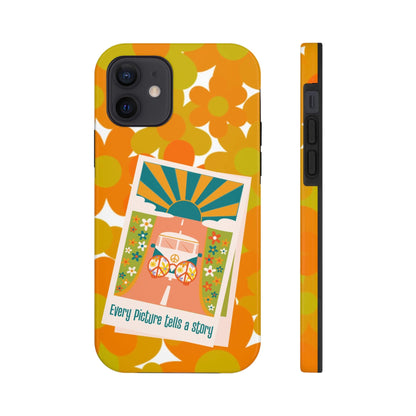 Retro Phone Case, Orange Flower Power, Polariod Picture, Mod Smart Phone Tough Phone Cases Phone Case