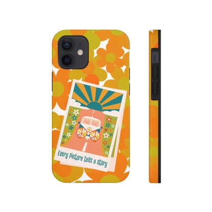 Retro Phone Case, Orange Flower Power, Polariod Picture, Mod Smart Phone Tough Phone Cases Phone Case