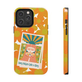 Retro Phone Case, Orange Flower Power, Polariod Picture, Mod Smart Phone Tough Phone Cases Phone Case Mid Century Modern Gal