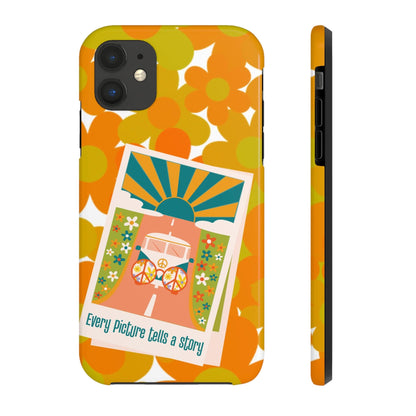 Retro Phone Case, Orange Flower Power, Polariod Picture, Mod Smart Phone Tough Phone Cases Phone Case