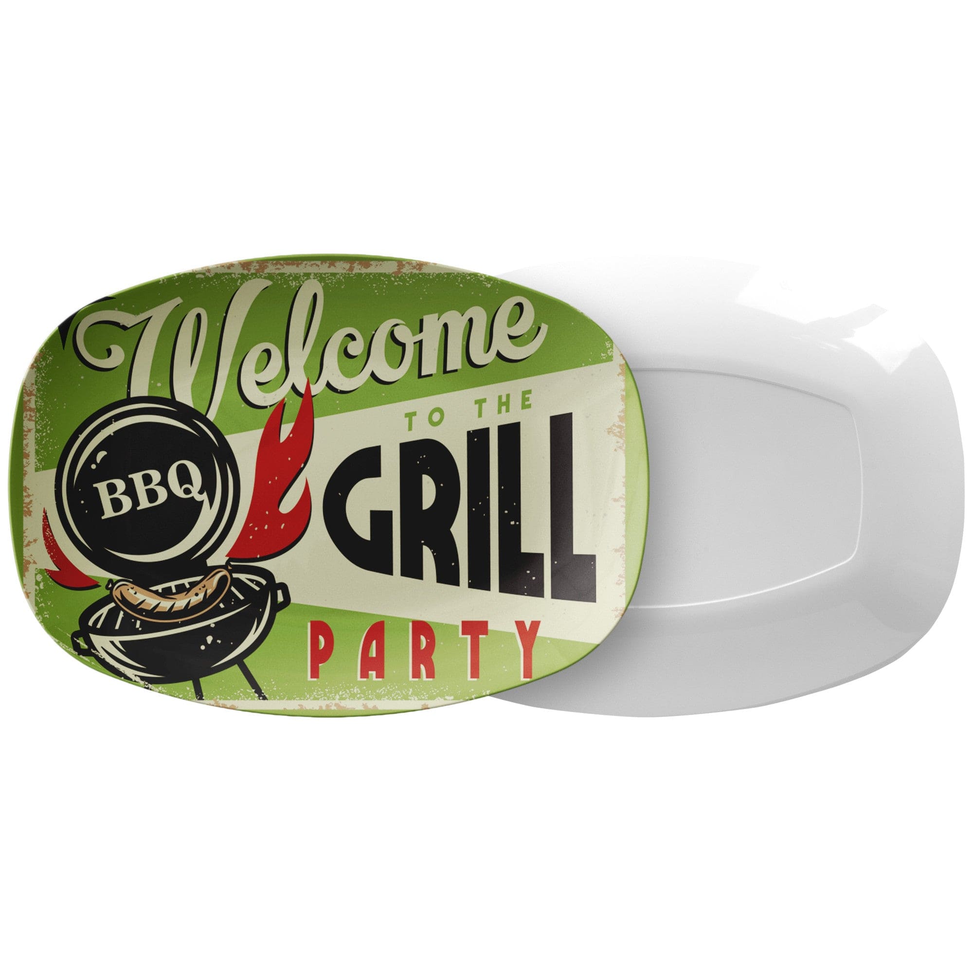 Retro Serving Tray, Grill Platter, Plate Green, Mid Mod Dad Gift ...