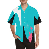 Mid Century Modern Man, Atomic Retro Hawaiin Party Shirts S / Atomic Cat, Aqua Black White Men&