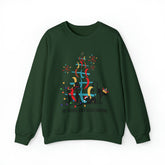 Atomic Cat Christmas Sweater, Have Yourself A Very Kitschy Christmas Cozy Loose Fit, Sweatshirt Sweatshirt S / Forest Green Mid Century Modern Gal