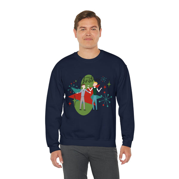 Mid Century Modern Men Couples Sweatshirt, Gay Couple, Retro Holiday Heavy Blend™ Crewneck Sweatshirt