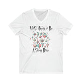 Mid Century Modern Christmas T-Shirt, Most Likely To Be A Starbright Ornaments, Unisex Jersey Short Sleeve V-Neck Tee V-neck S / White