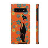 Flower Power, Retro Groovy Atomic Cat, Hipster Style Orange Samsung Galaxy and Google Pixel Tough Cases Phone Case Samsung Galaxy S10 / Matte Mid Century Modern Gal