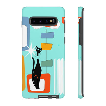 Atomic Cat, Mid Mod Aqua Blue, Geometric, Samsung, Google Pixel, Tough Cases Phone Case Samsung Galaxy S10 Plus / Glossy