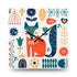 Scandinavian, Retro Modern Danish Fox Floral Acrylic Wall Clock Home Decor