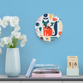 Scandinavian, Retro Modern Danish Fox Floral Acrylic Wall Clock Home Decor
