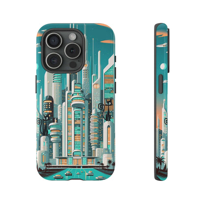 Sci-Fi Atomic Cat City, Mid Century Modern Phone Tough Cases Phone Case