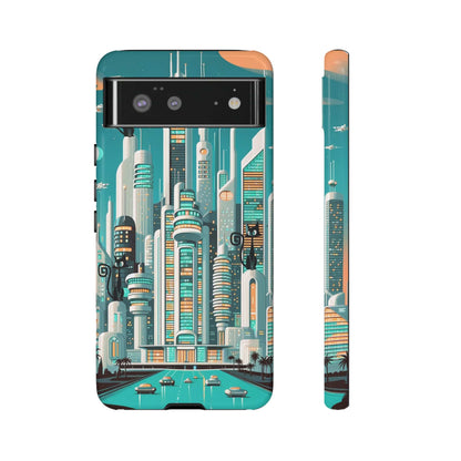 Sci-Fi Atomic Cat City, Mid Century Modern Phone Tough Cases Phone Case