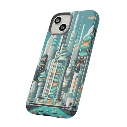 Sci-Fi Atomic Cat City, Mid Century Modern Phone Tough Cases Phone Case