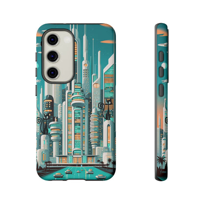 Sci-Fi Atomic Cat City, Mid Century Modern Phone Tough Cases Phone Case