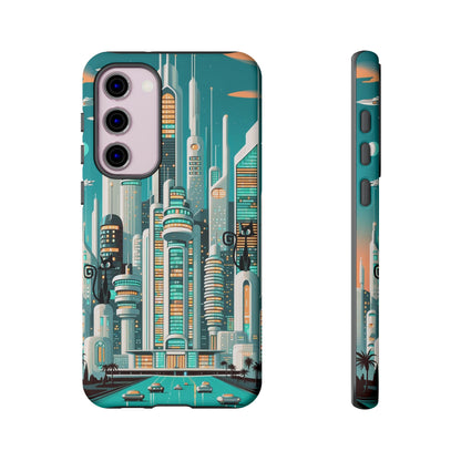 Sci-Fi Atomic Cat City, Mid Century Modern Phone Tough Cases Phone Case