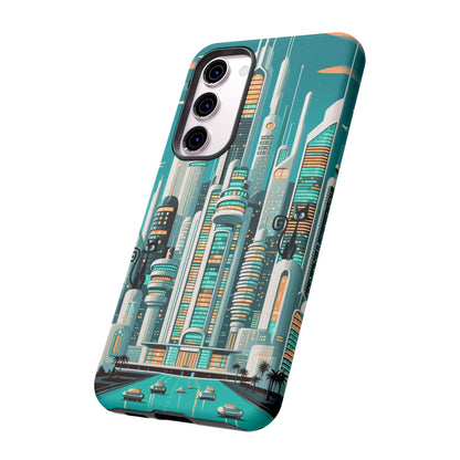 Sci-Fi Atomic Cat City, Mid Century Modern Phone Tough Cases Phone Case