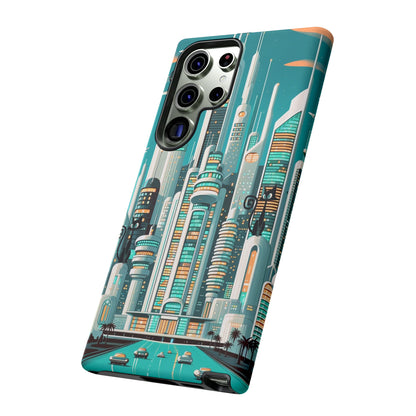 Sci-Fi Atomic Cat City, Mid Century Modern Phone Tough Cases Phone Case