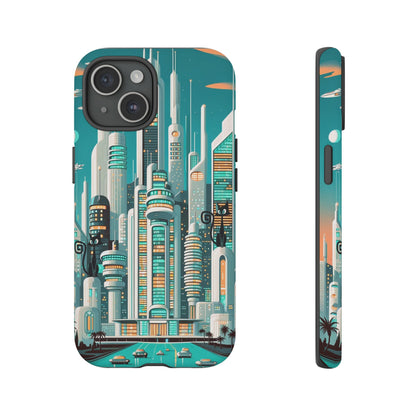 Sci-Fi Atomic Cat City, Mid Century Modern Phone Tough Cases Phone Case